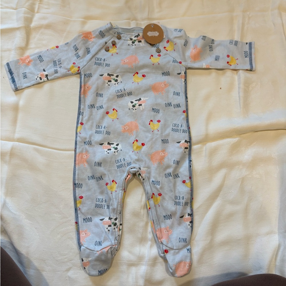 Mud Pie Light Blue Animal Print Footie